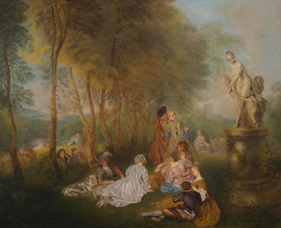 Gallant Party with a Statue of Venus by Follower of Antoine Watteau